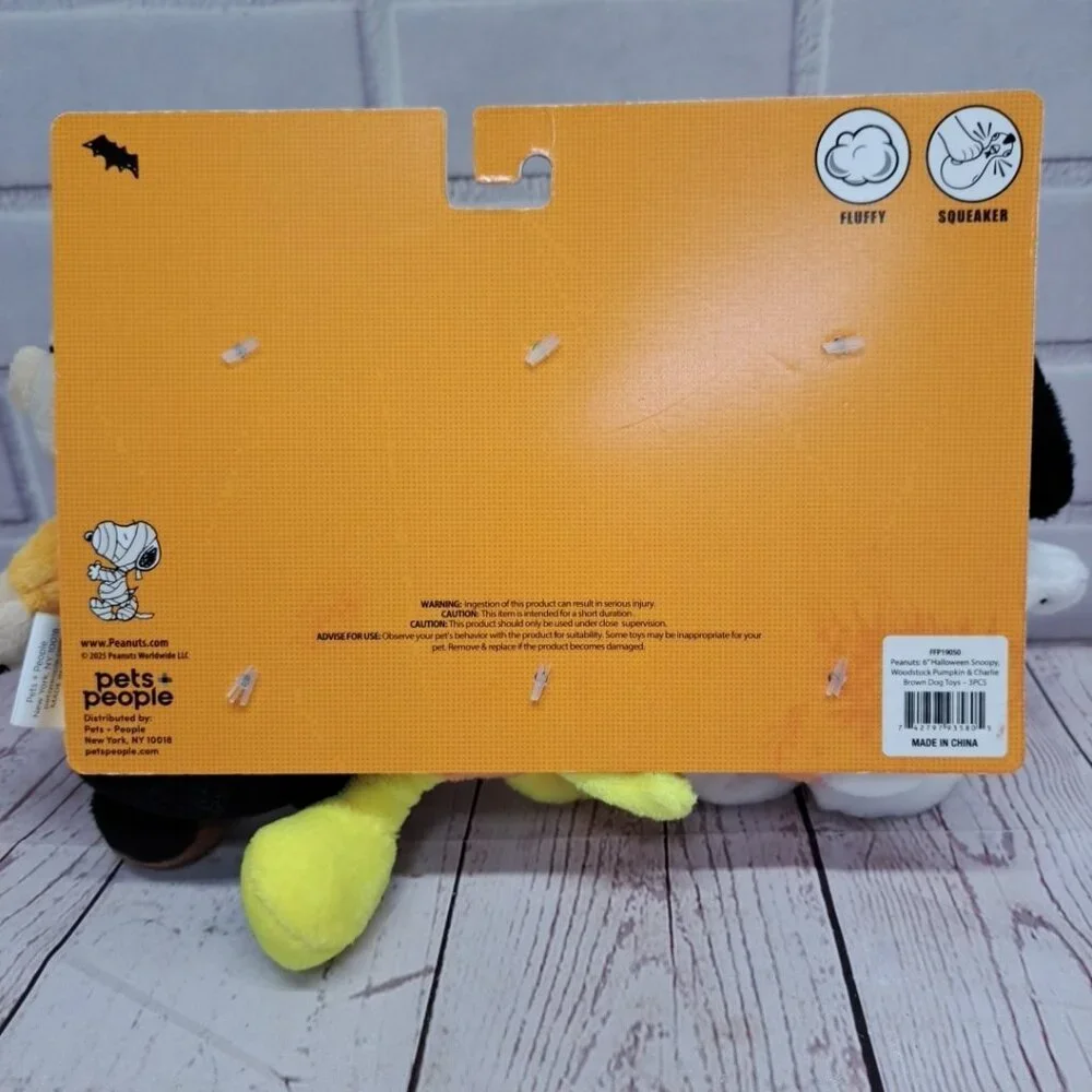 NWT‎ Woodstock Peanuts Snoopy Charlie 3pk Dog Toy Halloween Costumes 8